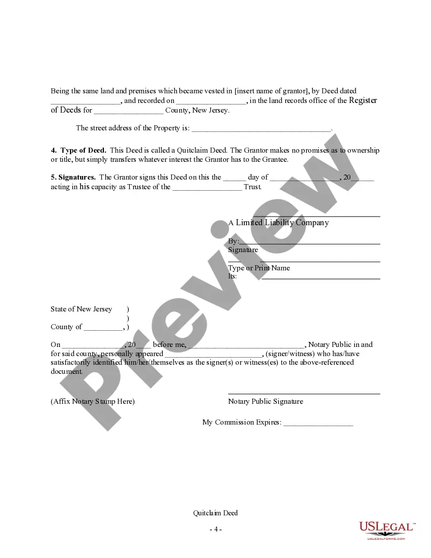Preview Quitclaim Deed - Trust to Business Entity