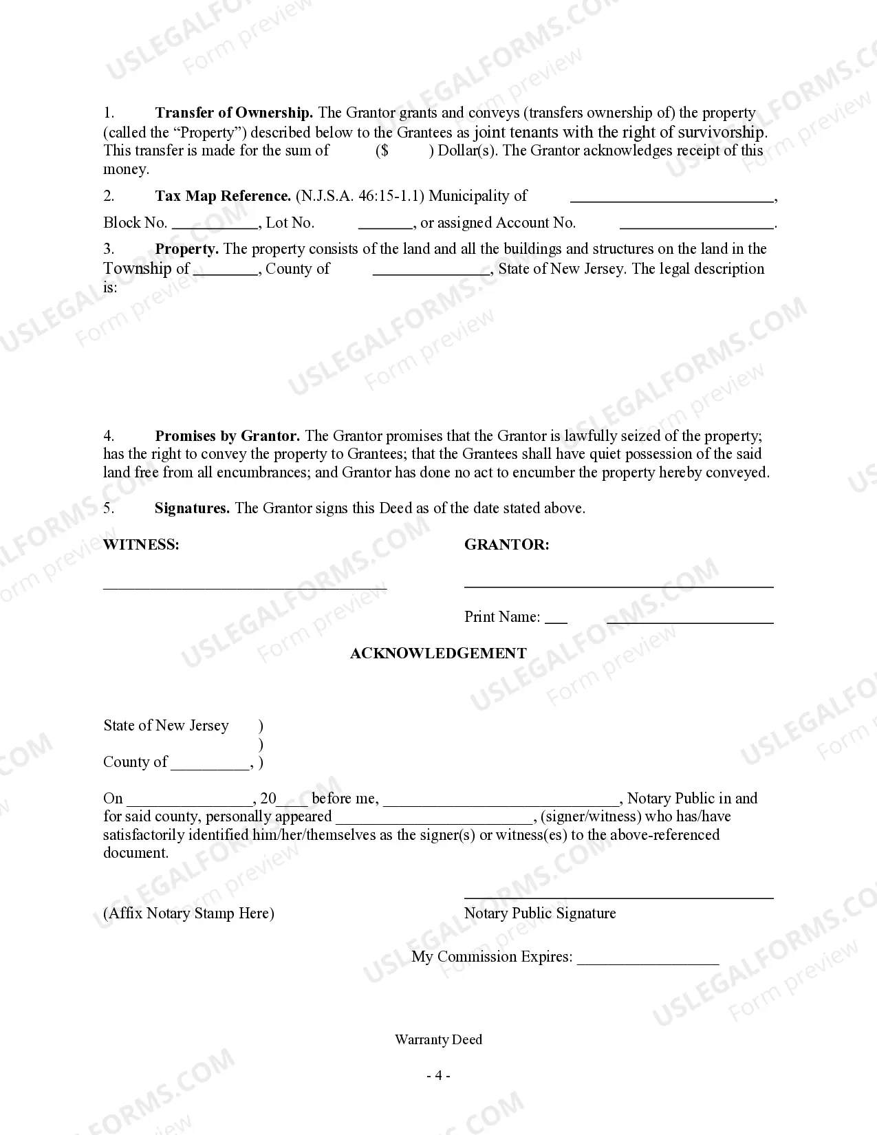 Preview Warranty Deed - Individual to Four Individuals