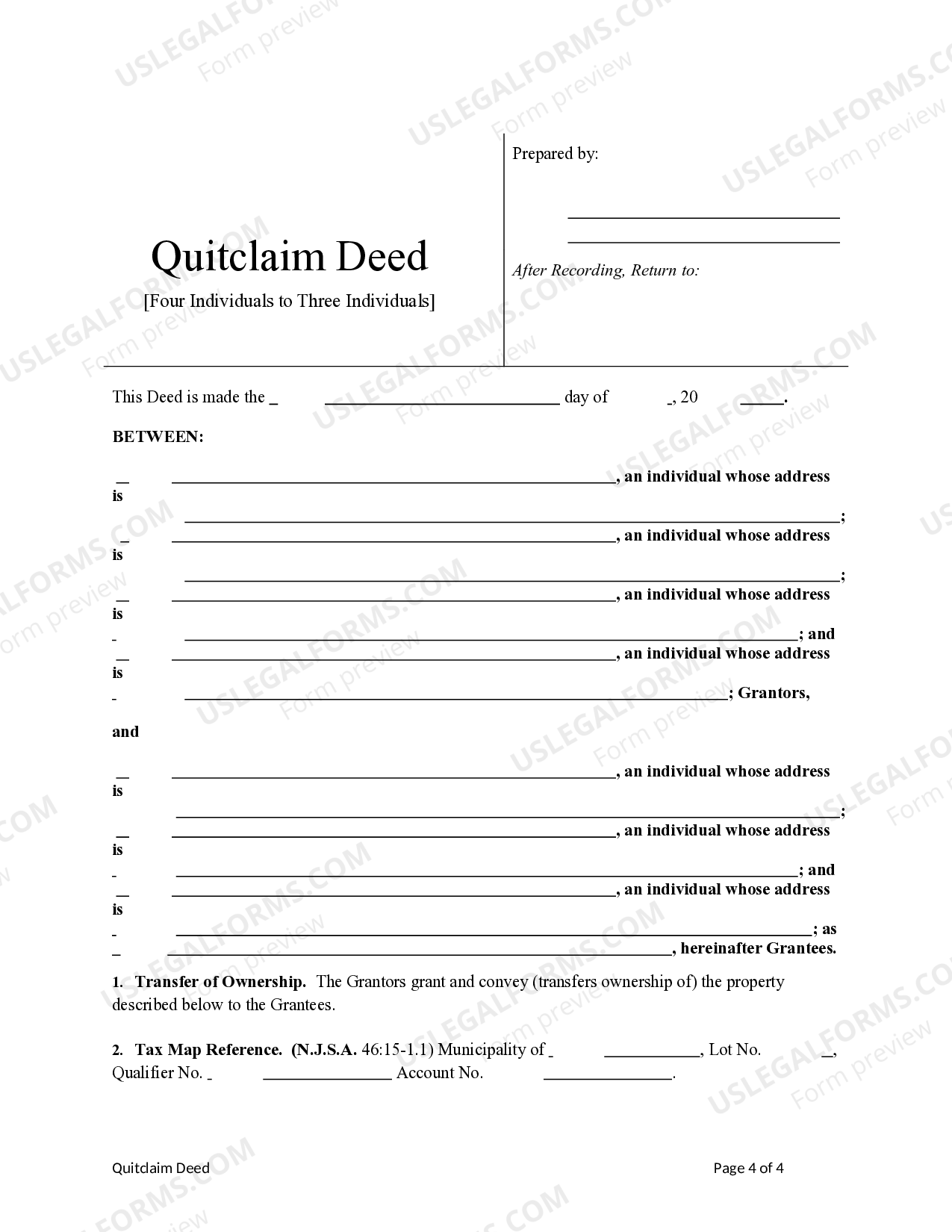 New Jersey Quitclaim Deed Quitclaim Deed Nj US Legal Forms