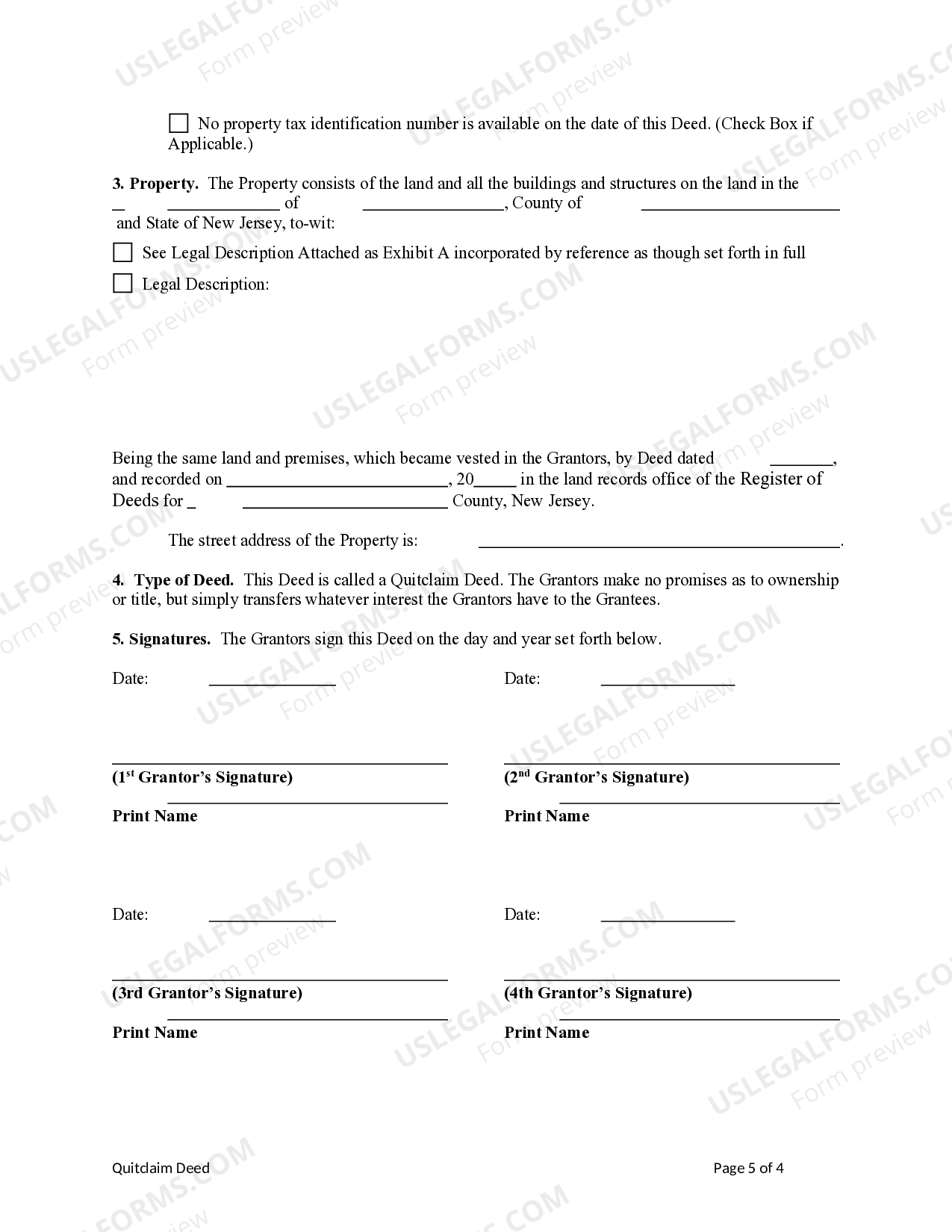 New Jersey Quitclaim Deed Quitclaim Deed Nj US Legal Forms