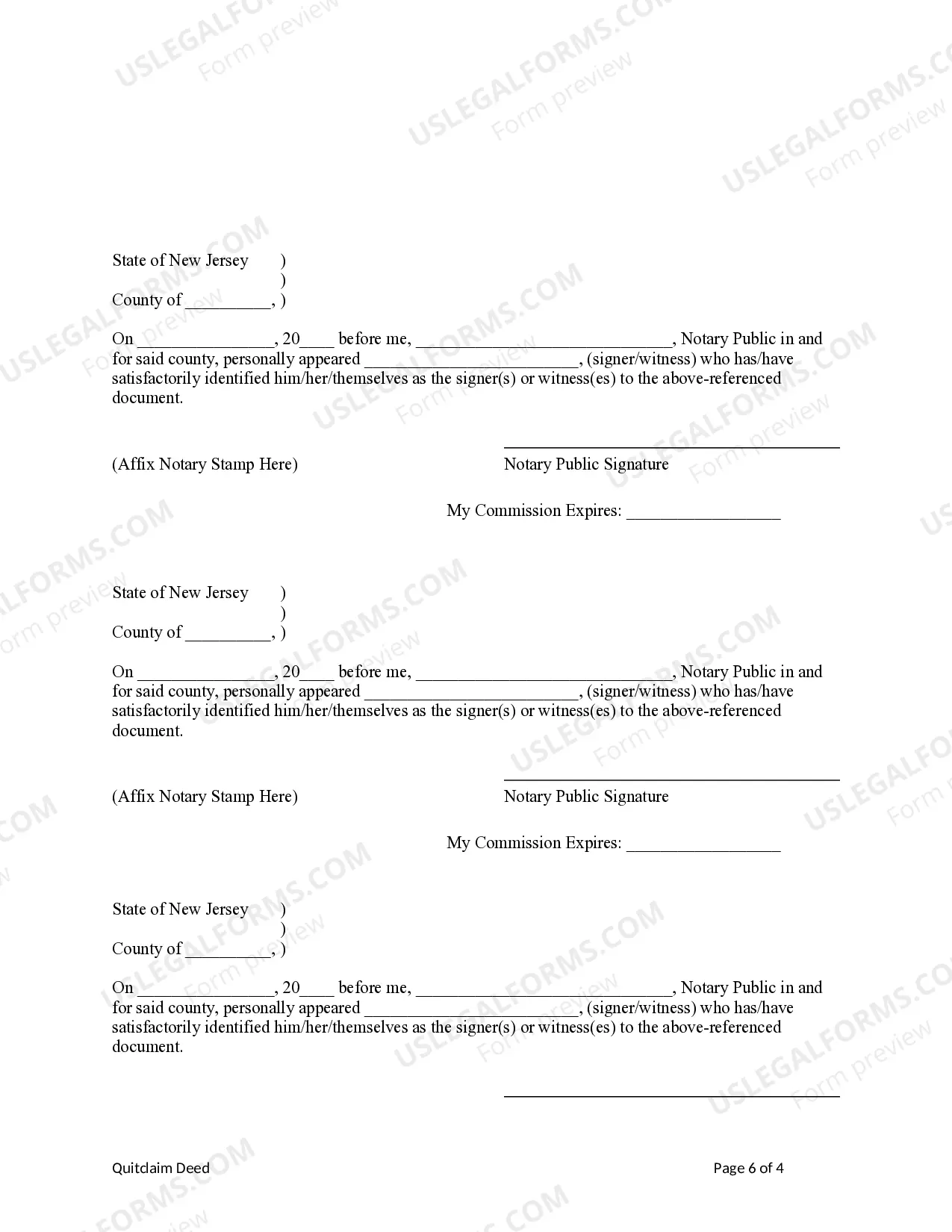 Preview Quitclaim Deed - Four Individuals to Three Individuals