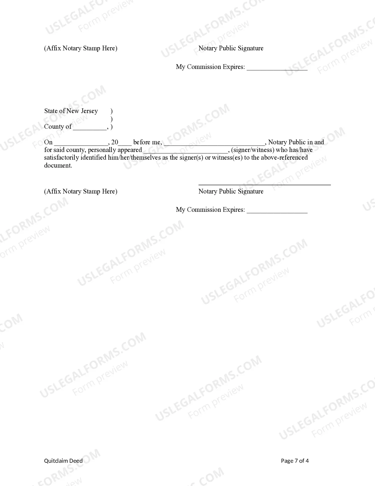 Preview Quitclaim Deed - Four Individuals to Three Individuals