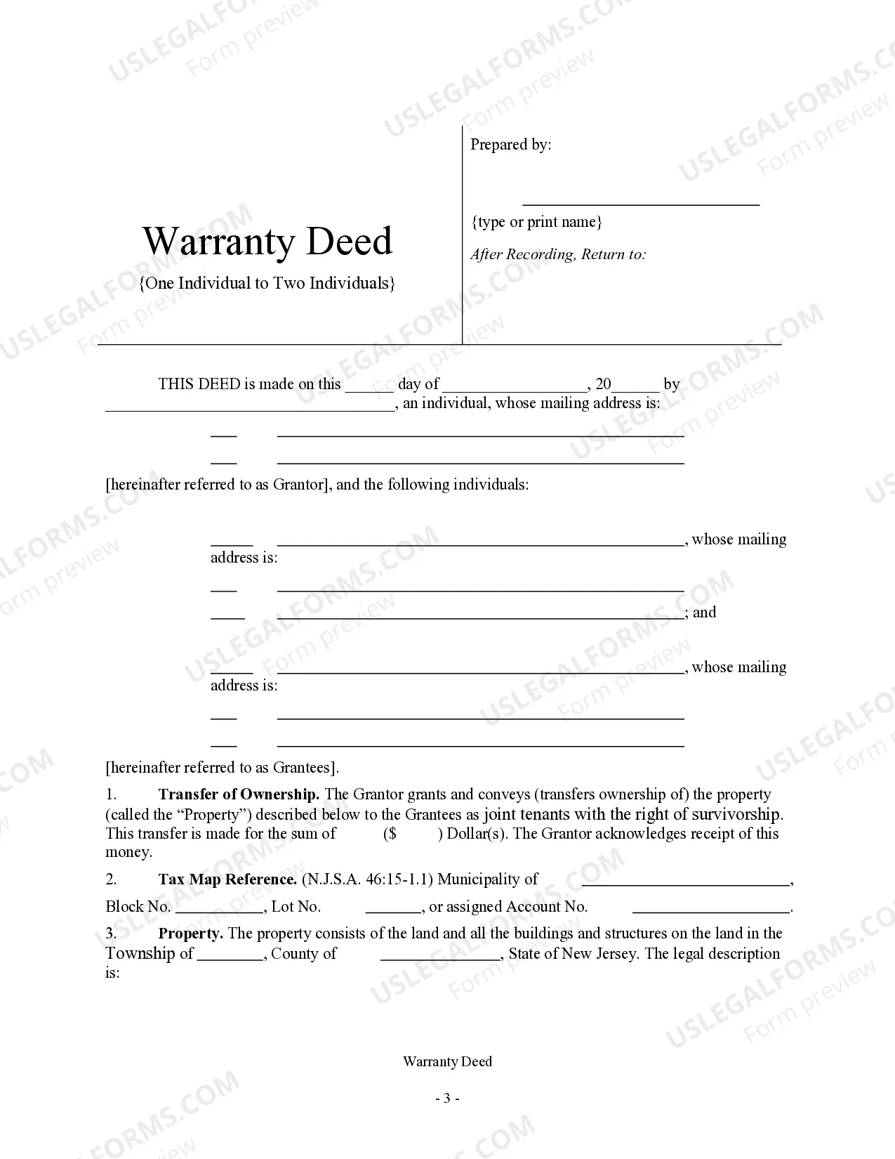 Preview Warranty Deed - Individual to Two Individuals