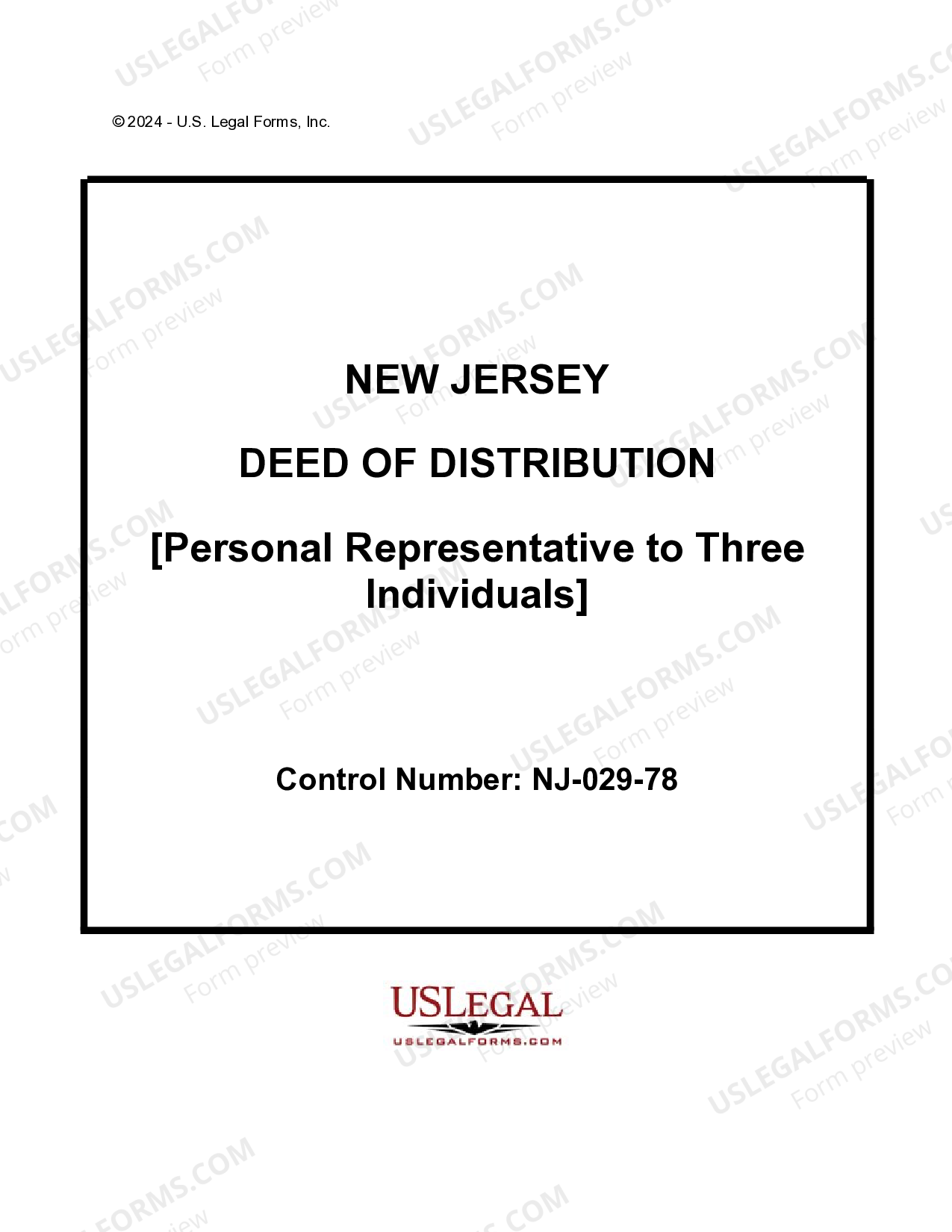 New Jersey Deed of Distribution to Three Individuals Deed Of