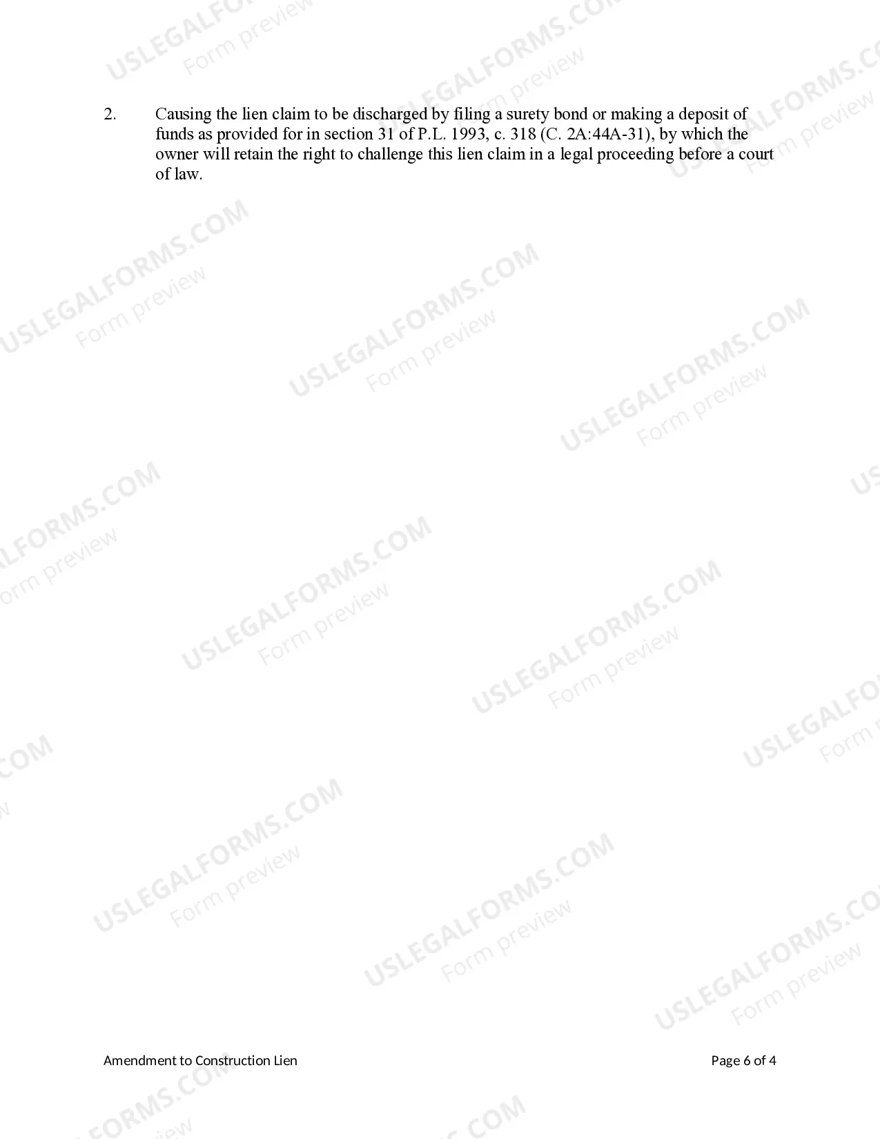 Preview Amendment to Construction Lien Claim - Mechanic Liens - Business Entity