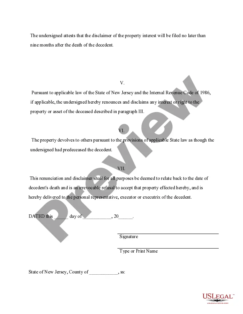 Preview Renunciation And Disclaimer of Property received by Intestate Succession