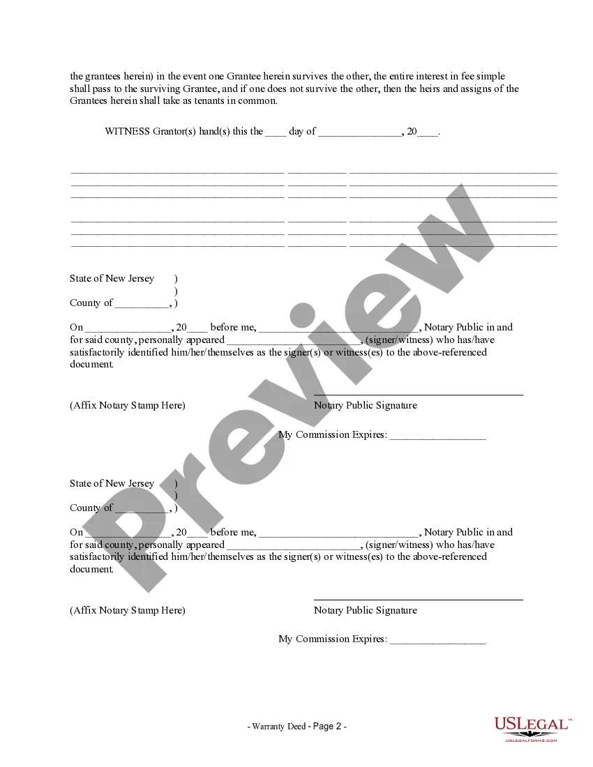 Preview Warranty Deed from two Individuals to Husband and Wife