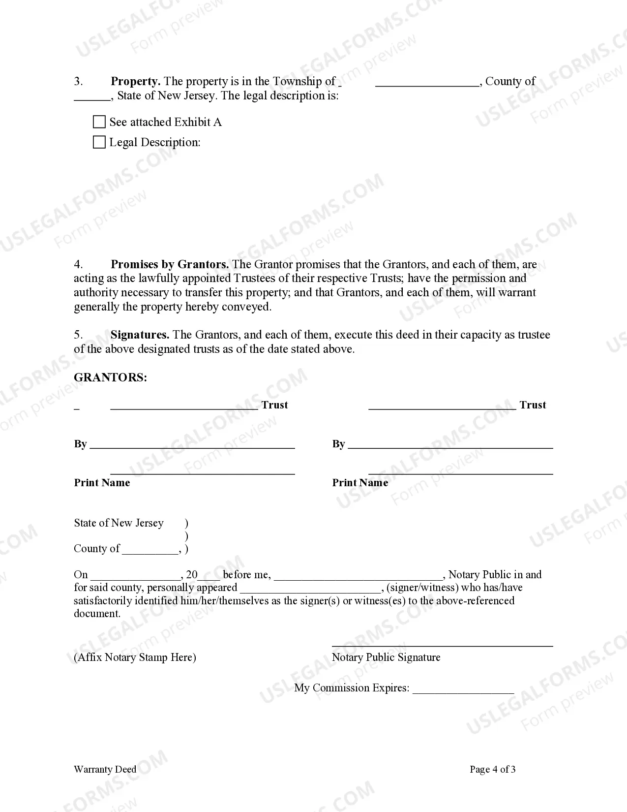 Preview Warranty Deed - Two Trusts to an Individual