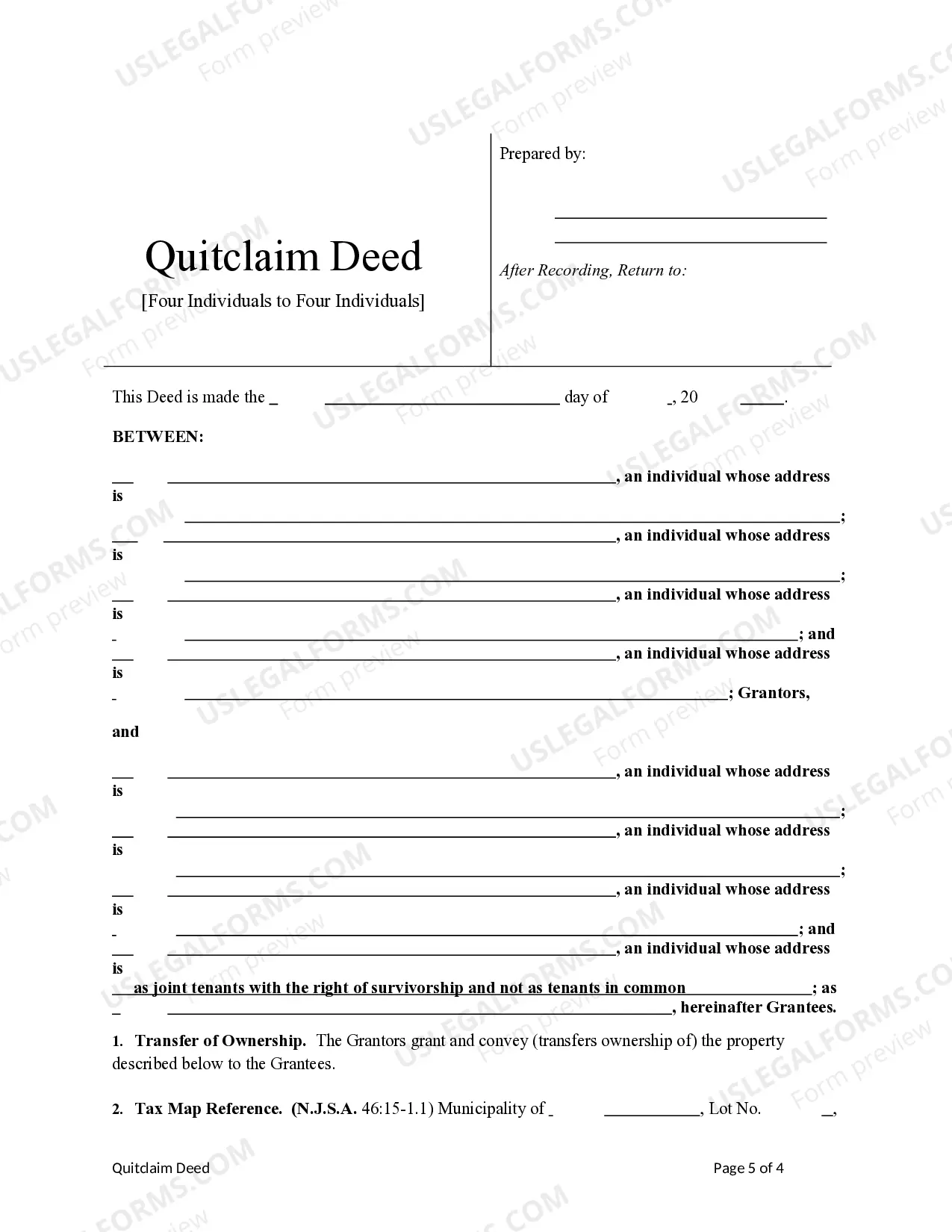 Preview Quitclaim Deed - Four Individuals to Four Individuals