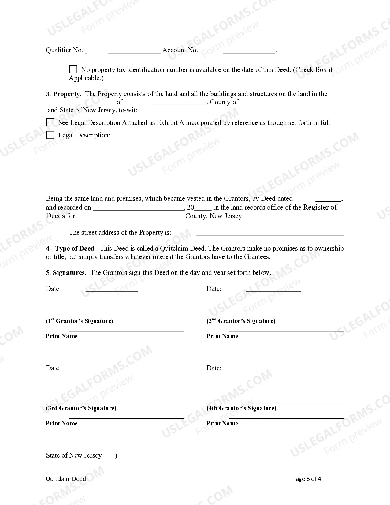 Preview Quitclaim Deed - Four Individuals to Four Individuals