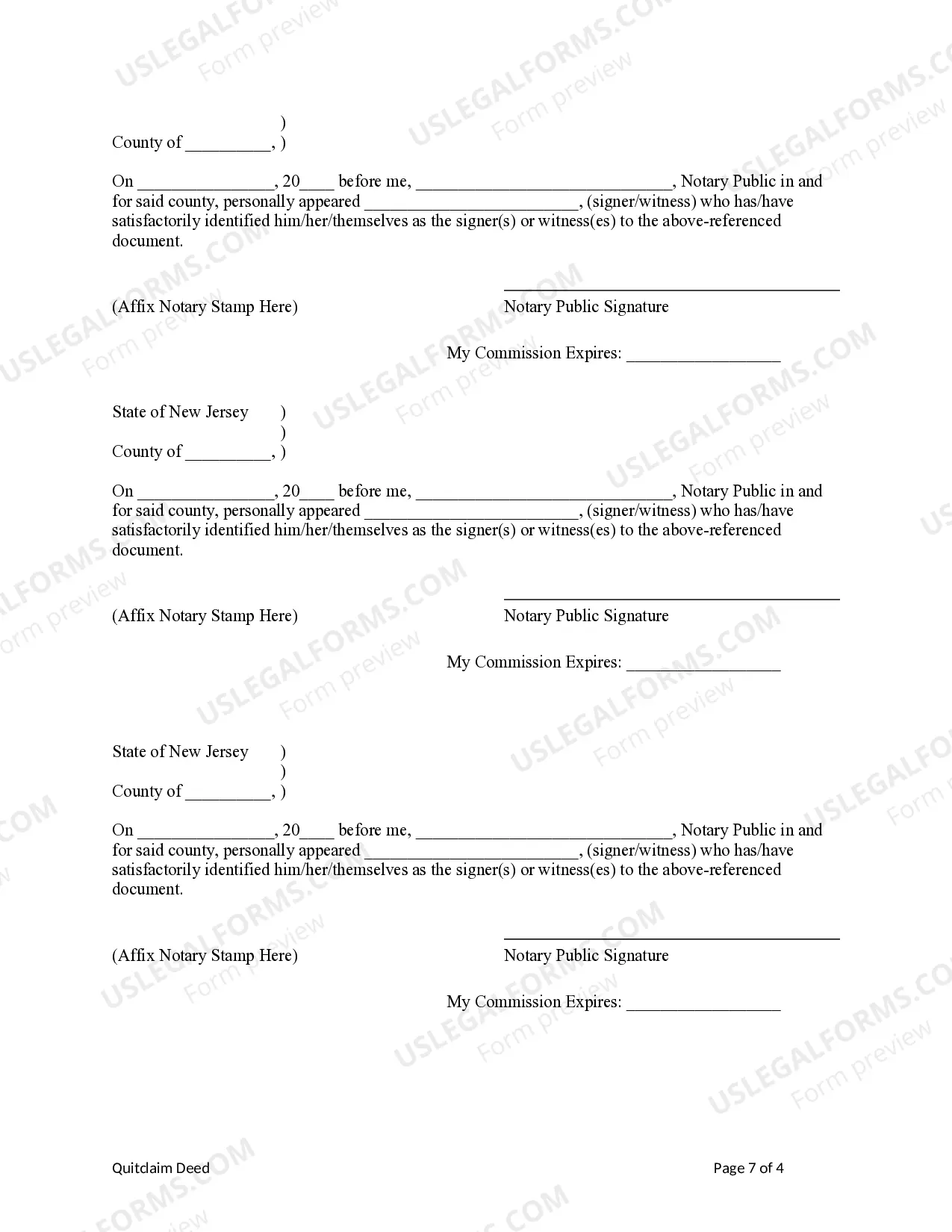 Preview Quitclaim Deed - Four Individuals to Four Individuals
