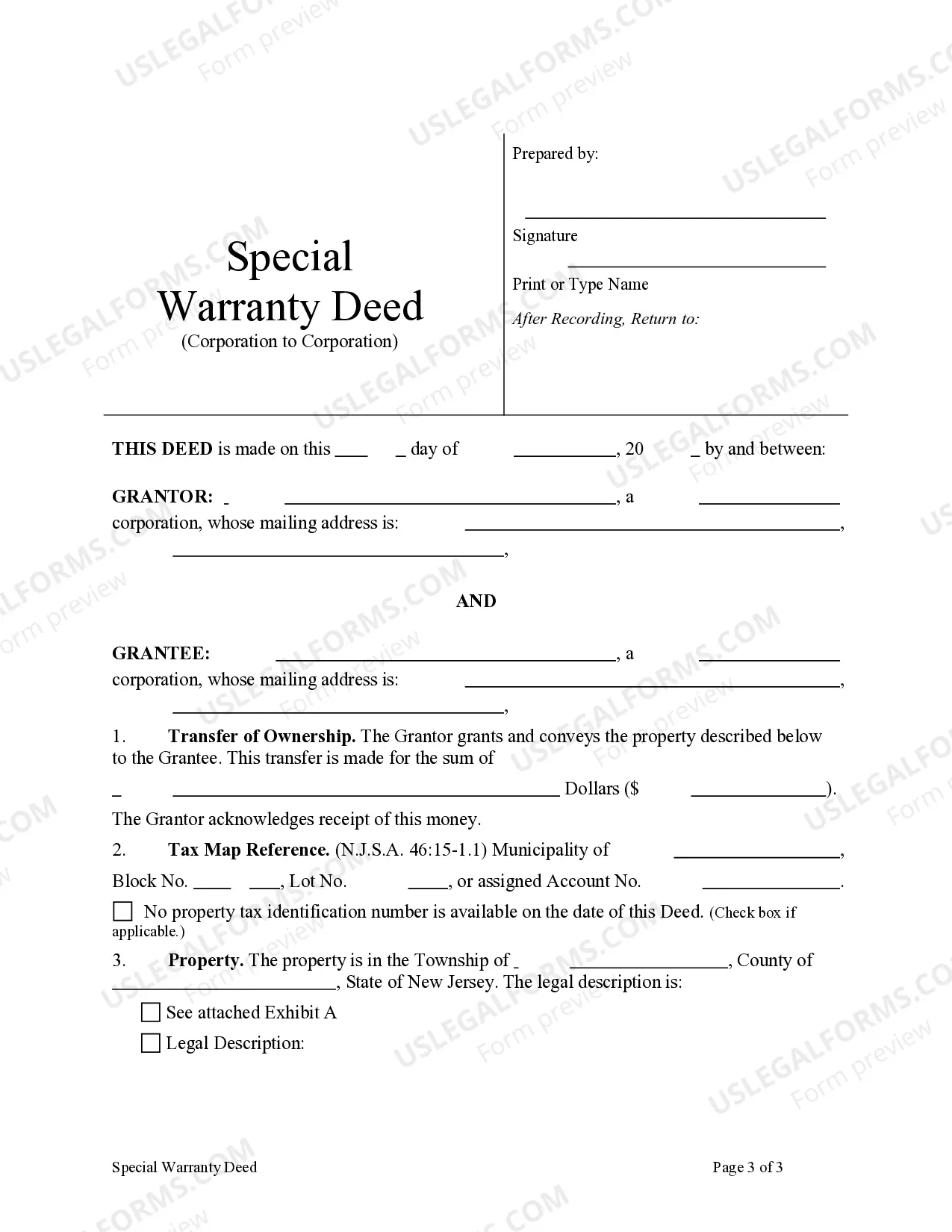 Preview Special Warranty Deed