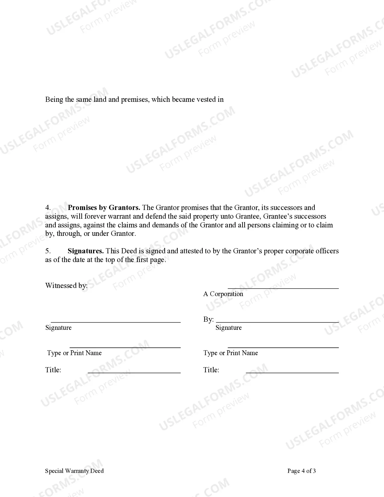 Preview Special Warranty Deed