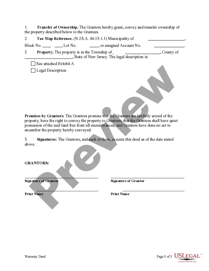 Preview Warranty Deed from Two Individuals / Husband and Wife to Two Individuals / Husband and Wife