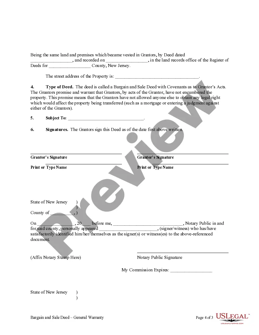 Preview Bargain and Sale Deed with Covenant as to Grantors's Acts - Two Individuals to One Individual.