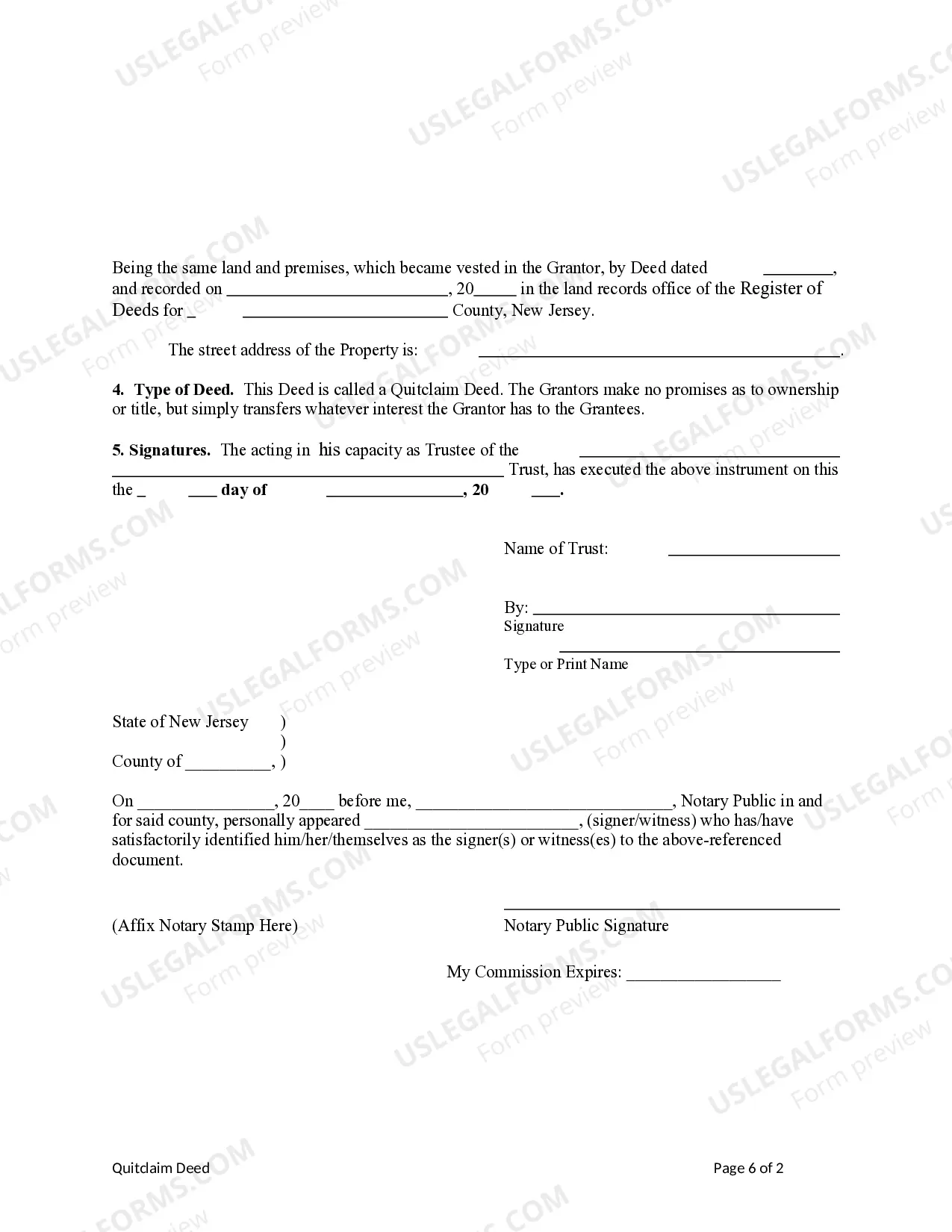 Preview Quitclaim Deed from a Trust to Two Individuals