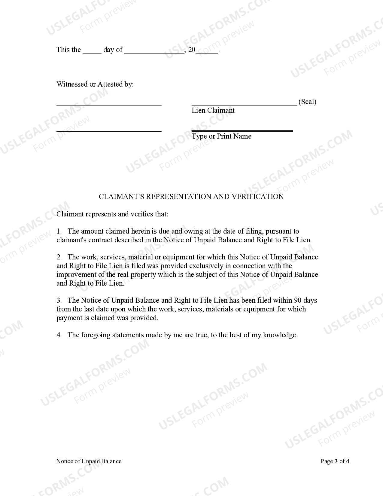 Notice Of Unpaid Balance Form US Legal Forms