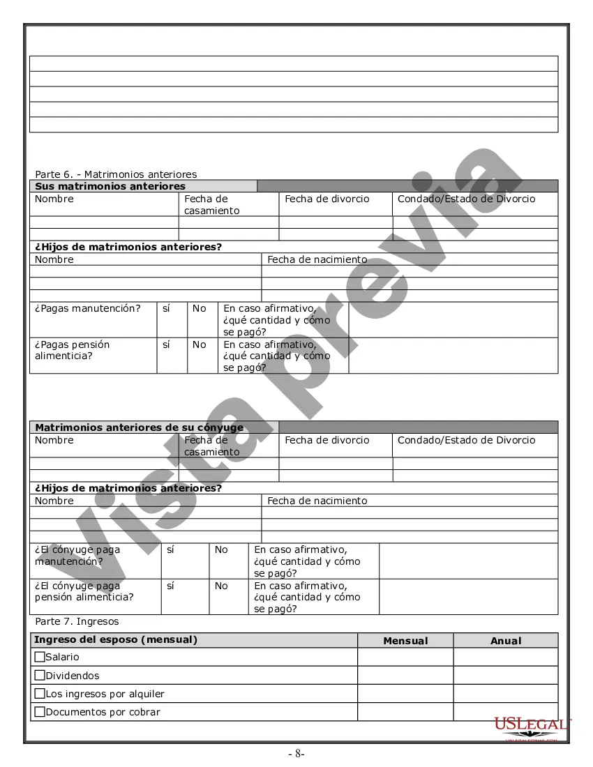 Get Hoja de trabajo de divorcio y resumen de la ley para casos disputados o no disputados de más de 25 páginas - Formulario de entrevista de cliente ideal Preview Hoja de trabajo de divorcio y resumen de la ley para casos disputados o no disputados de más de 25 páginas - Formulario de entrevista de cliente ideal