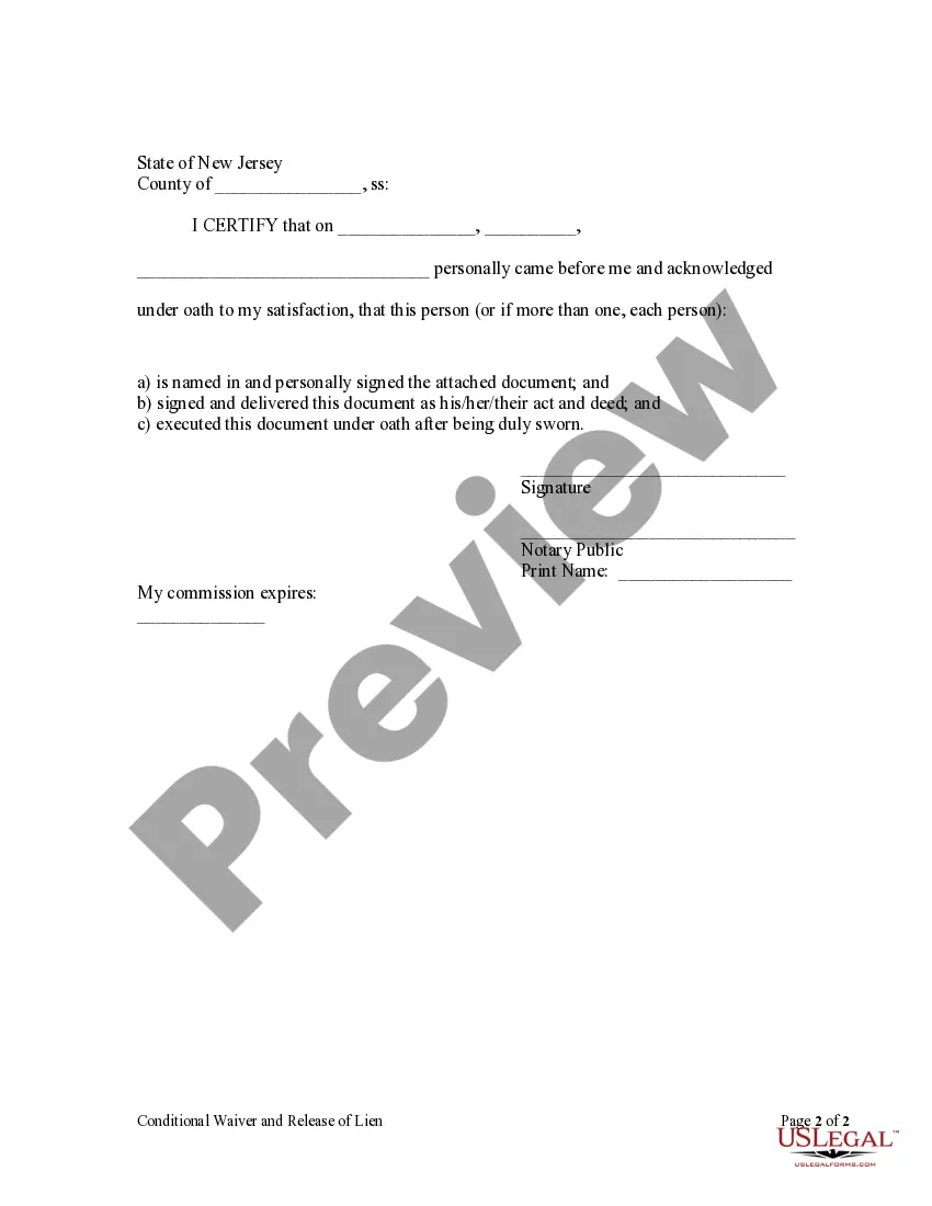 Get Conditional Waiver and Release of Claim of Lien Upon Progress Payment Preview Conditional Waiver and Release of Claim of Lien Upon Progress Payment