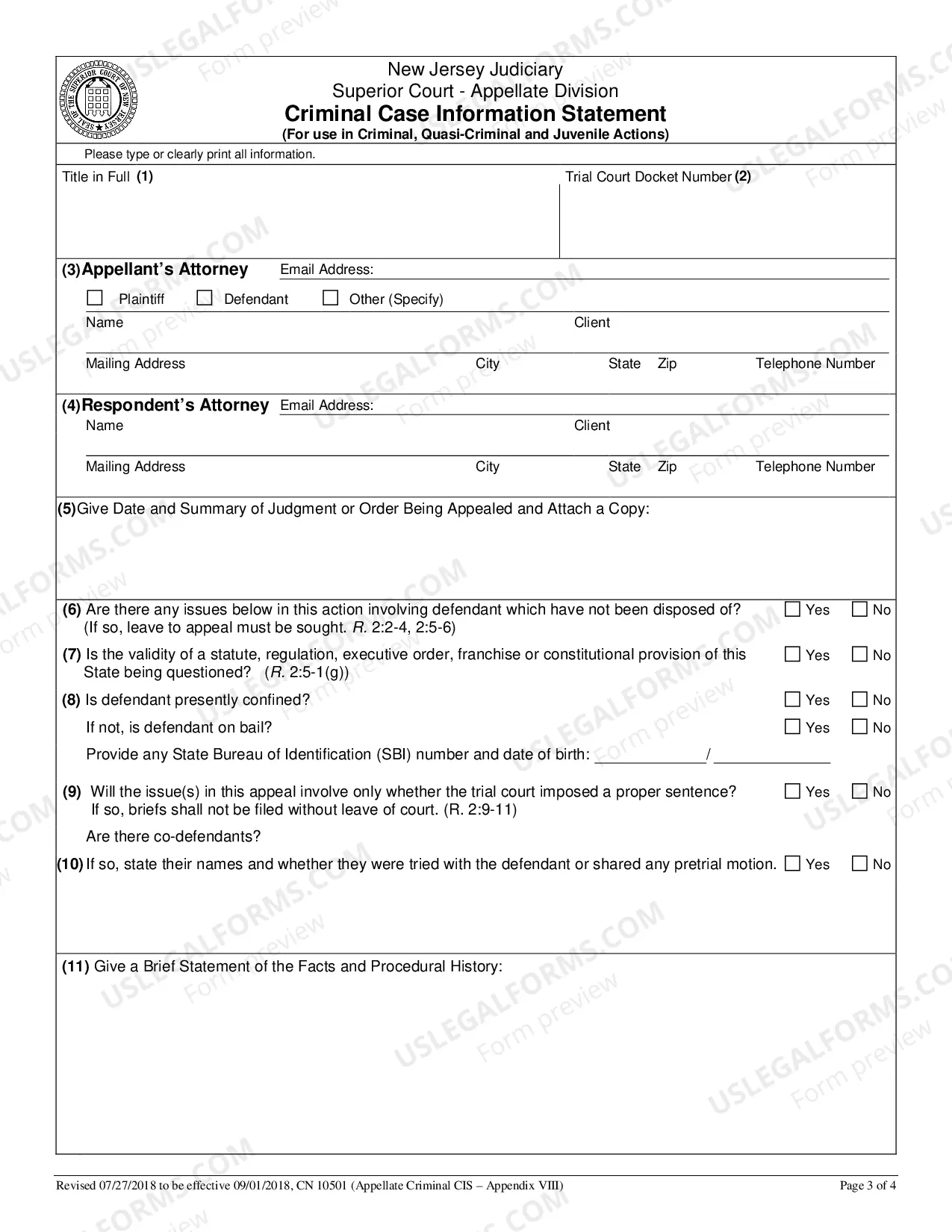 Preview Criminal Case Information Statement