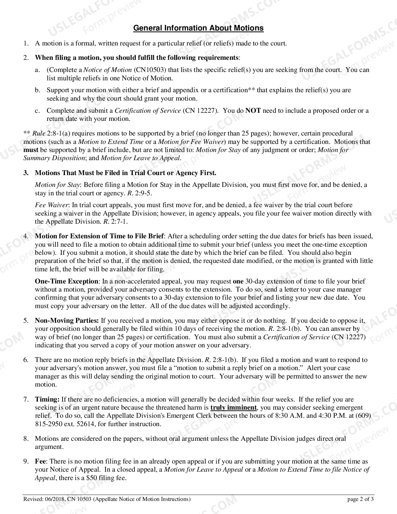 Preview Notice of Motion
