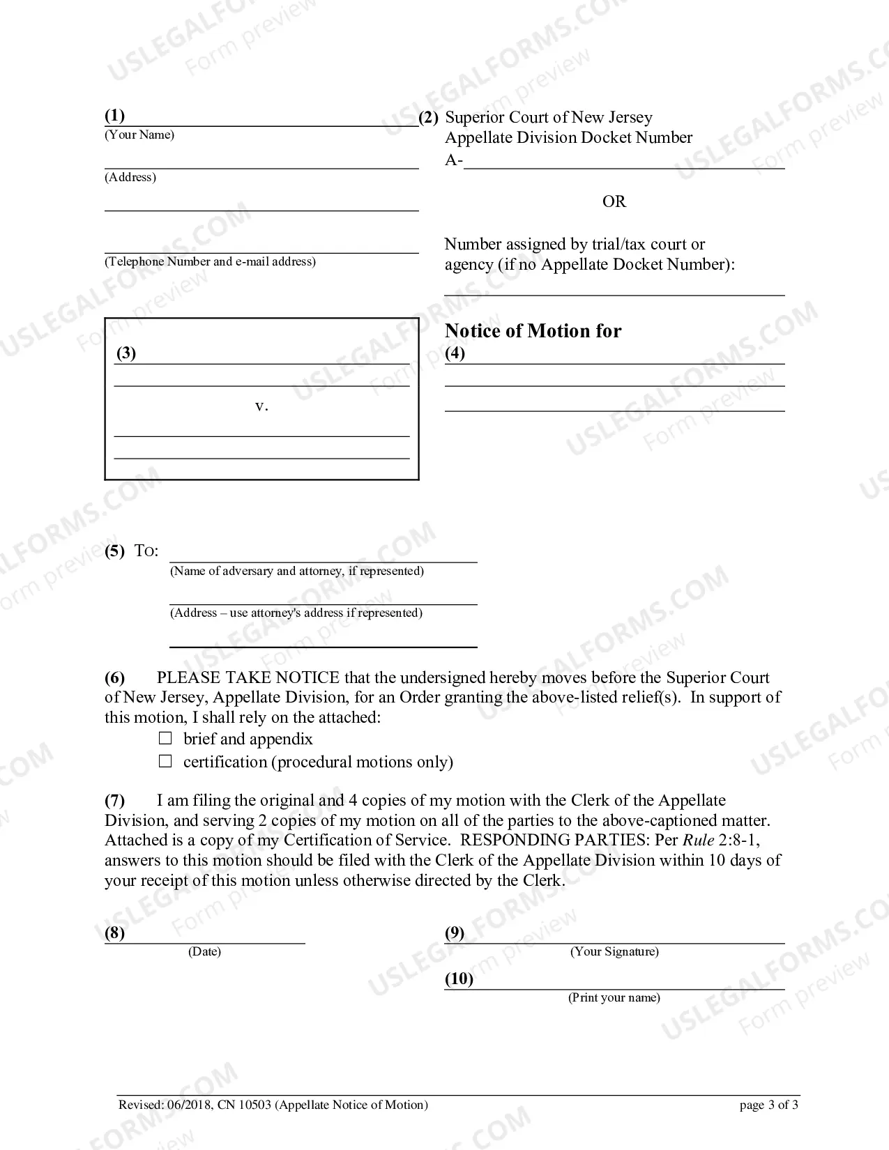 Preview Notice of Motion