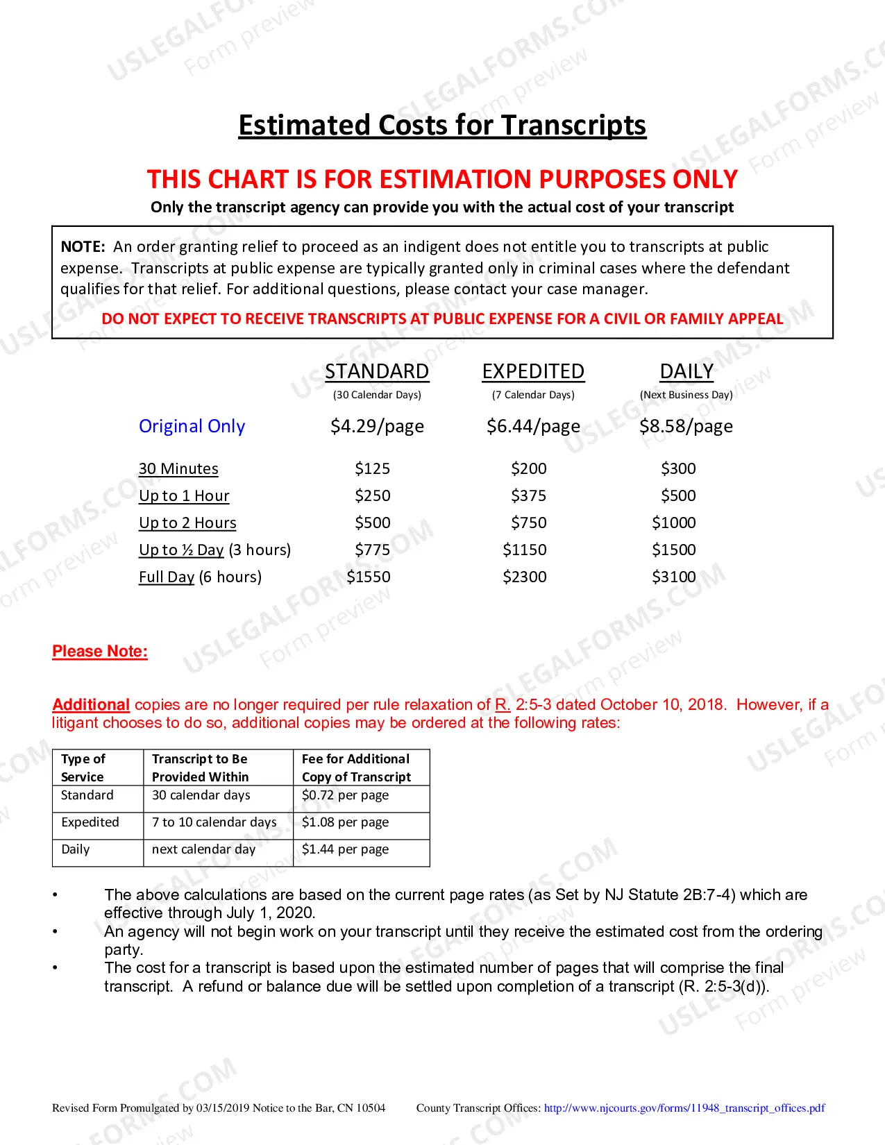 Preview Transcript Request Form