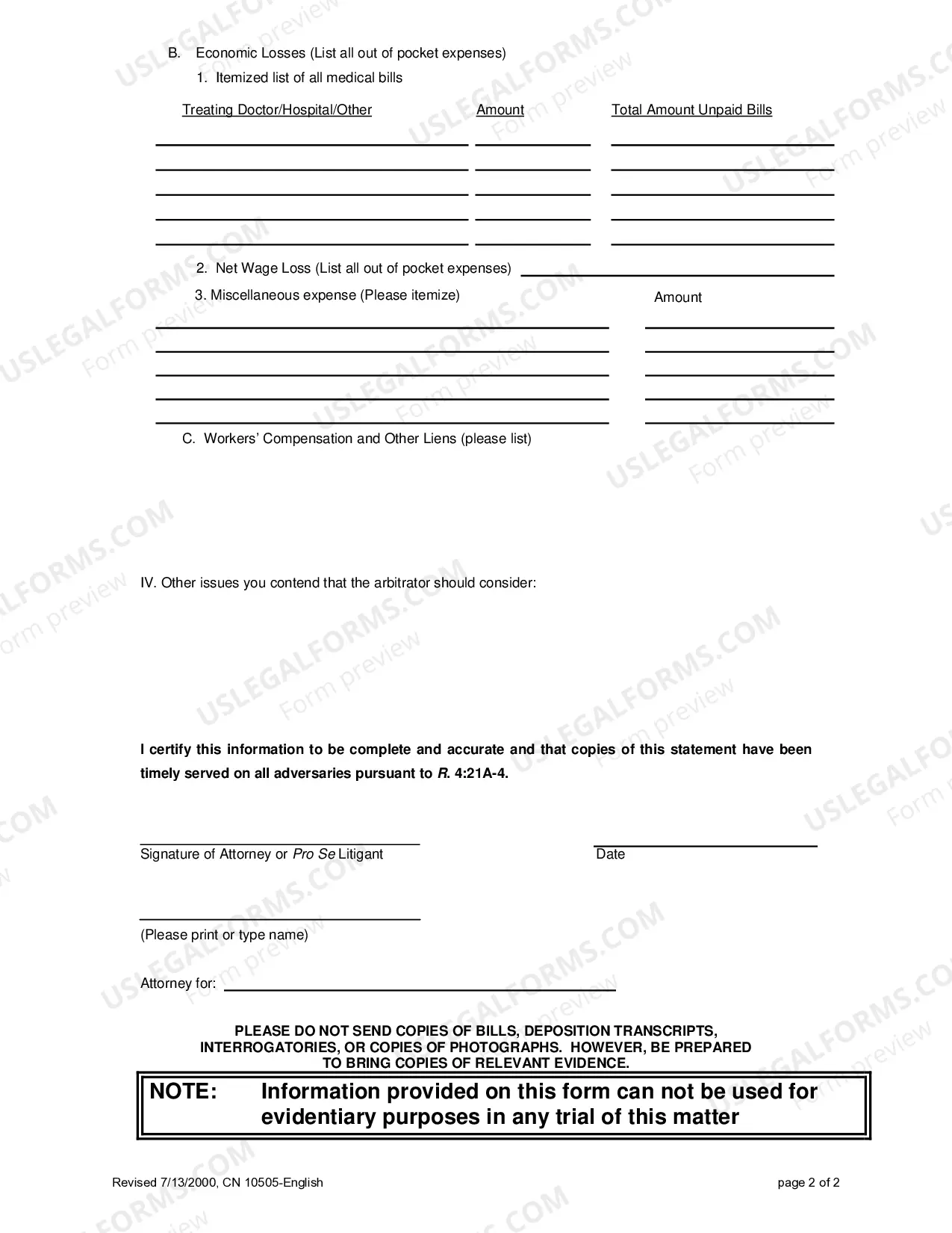 Preview Uniform Arbitration Statement of Facts - Appendix XXI I - A
