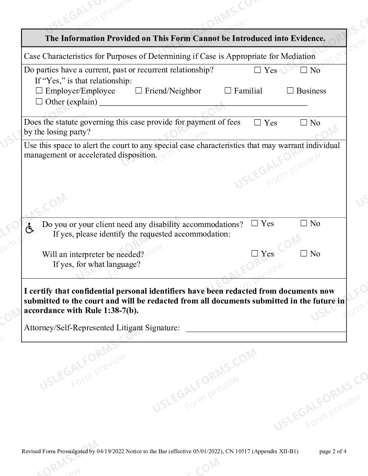 Preview Civil Case Information Statement