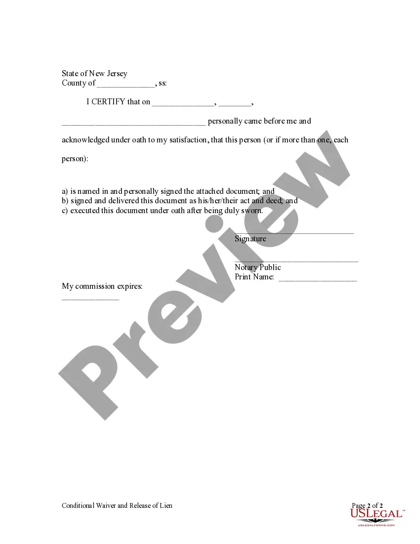 Get Conditional Waiver and Release of Claim of Lien Upon Final Payment Preview Conditional Waiver and Release of Claim of Lien Upon Final Payment