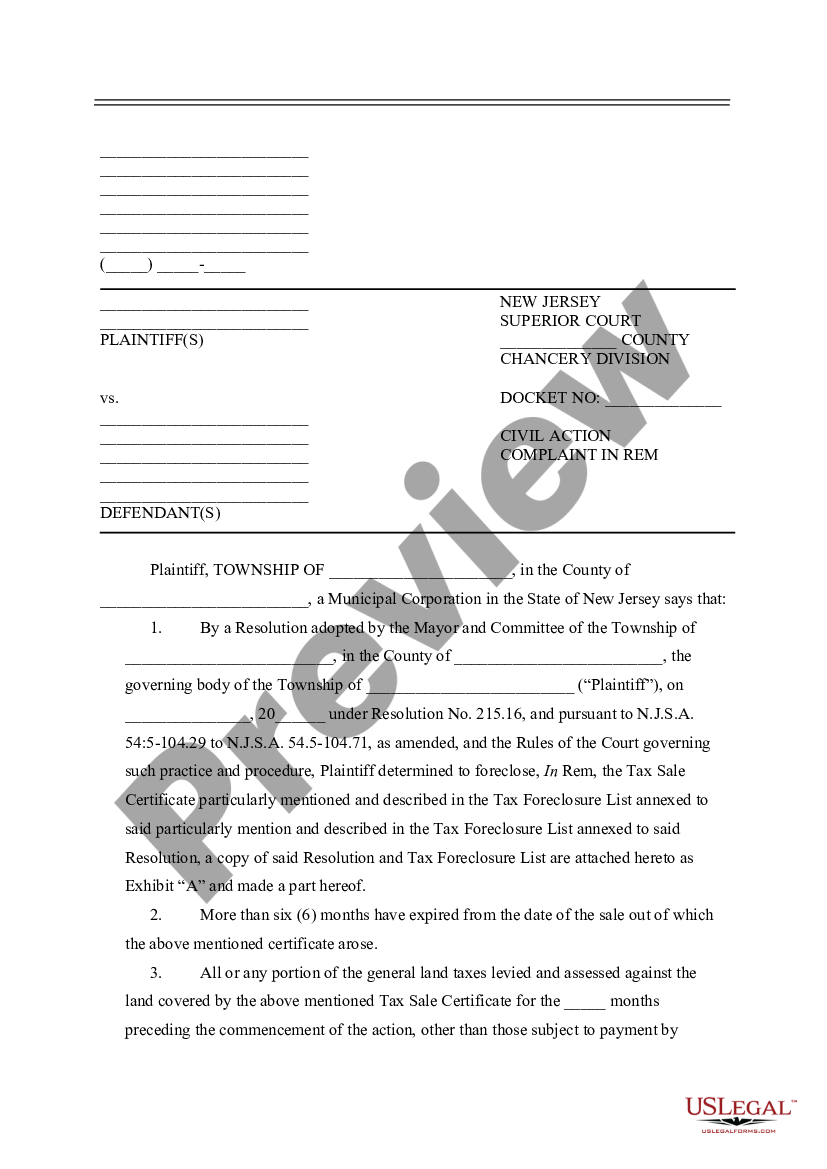 New Jersey Civil Complaint With Police | US Legal Forms