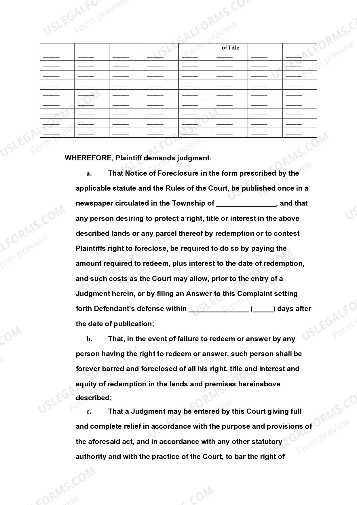 Preview Civil Action Complaint in Rem Foreclosure
