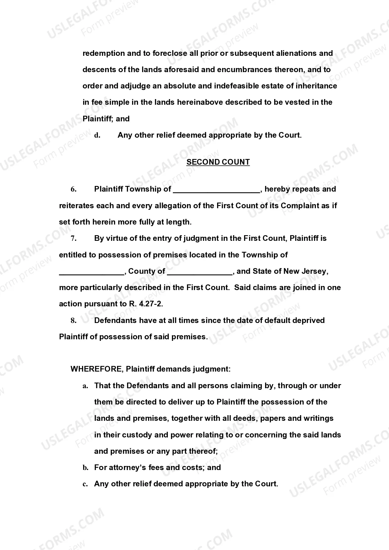 Preview Civil Action Complaint in Rem Foreclosure