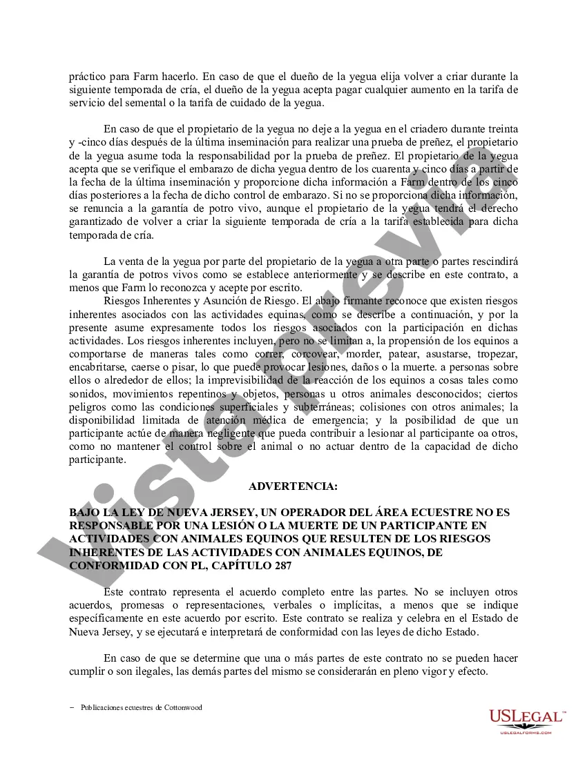 Preview Contrato de servicio de semental - Formularios equinos de caballos