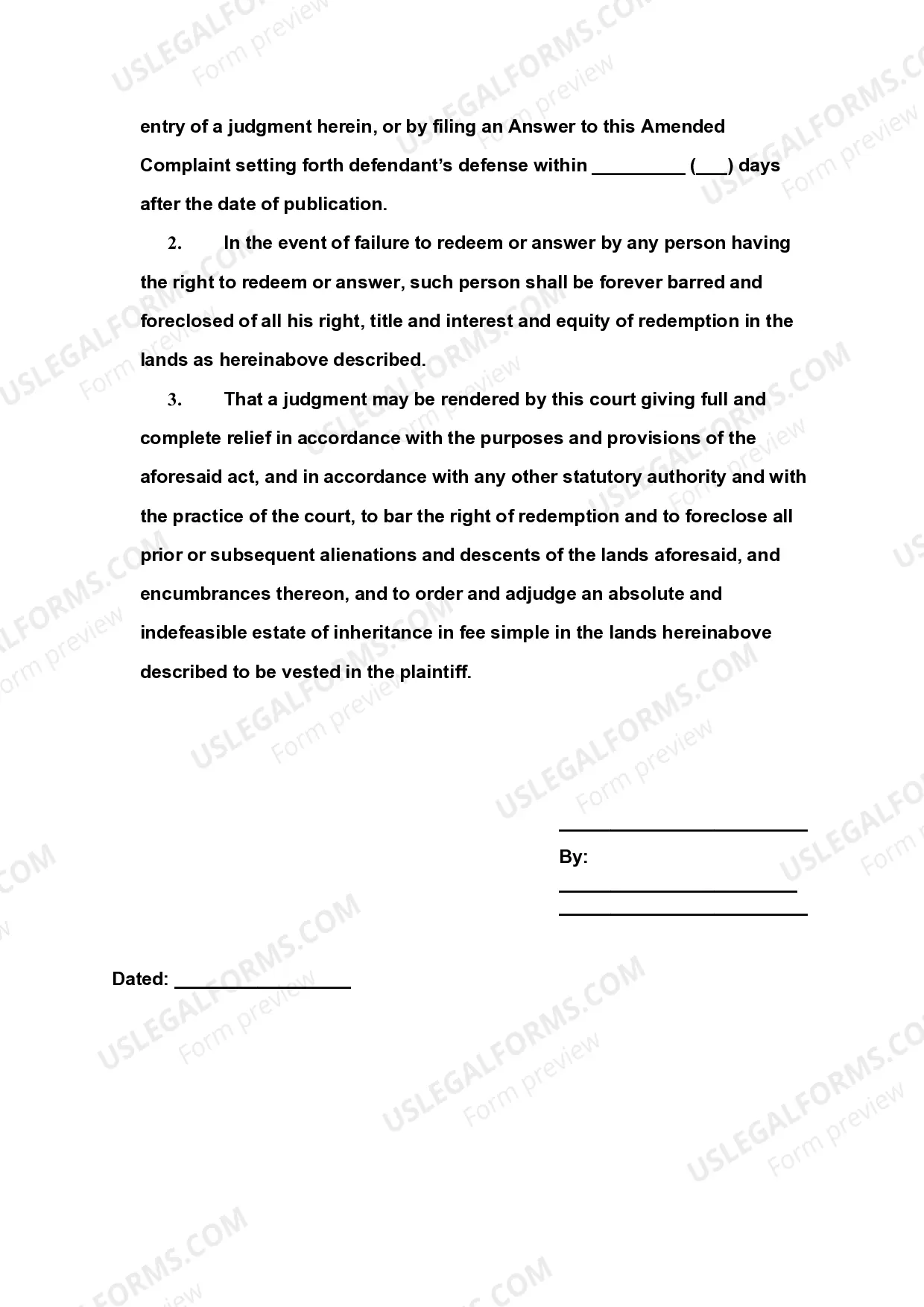 Preview Amended Verified Complaint in Rem Foreclosure