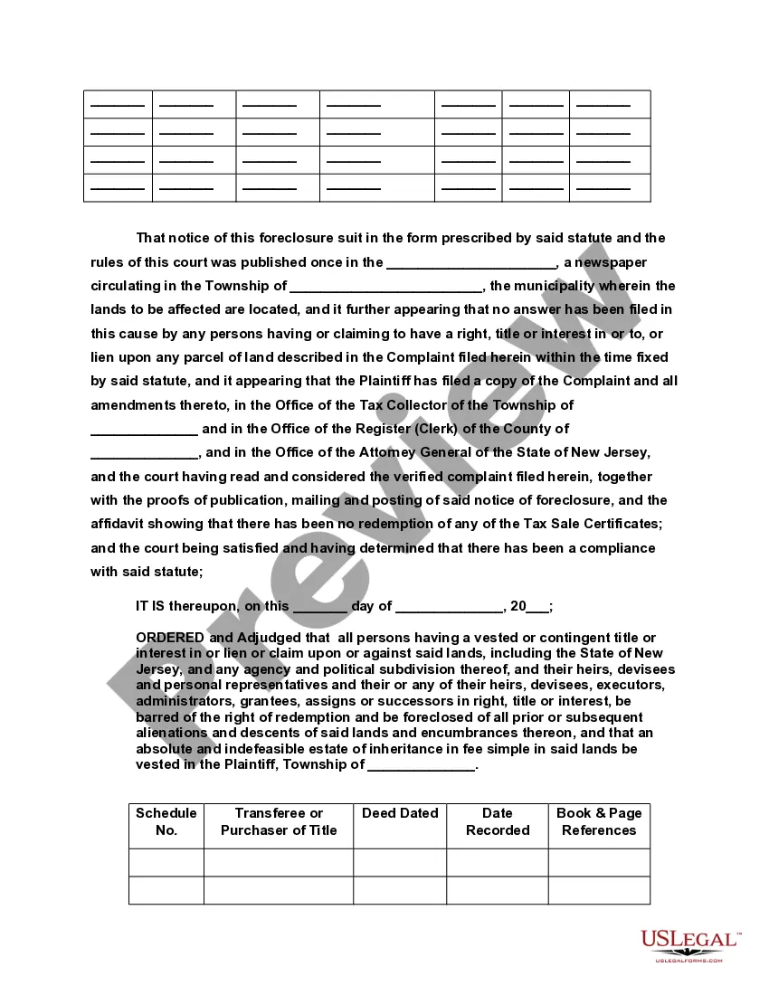 Preview Final Judgment on Foreclosure In Rem