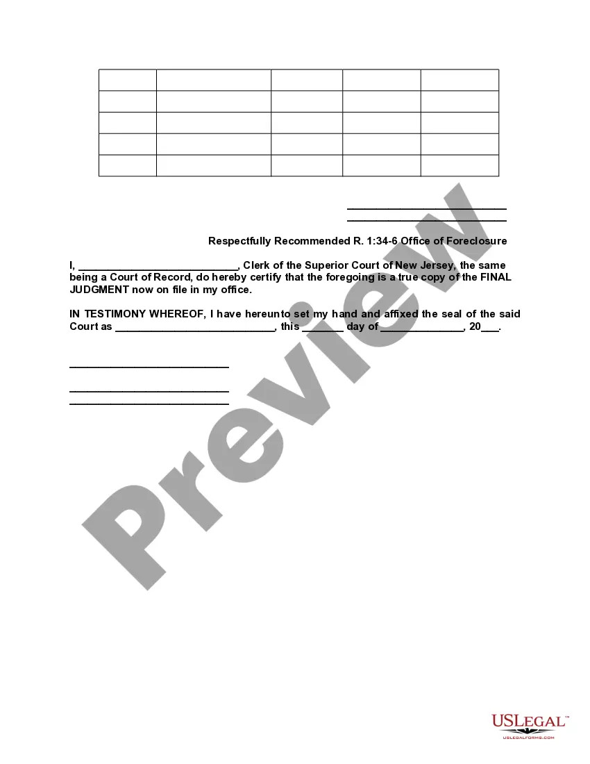 Preview Final Judgment on Foreclosure In Rem