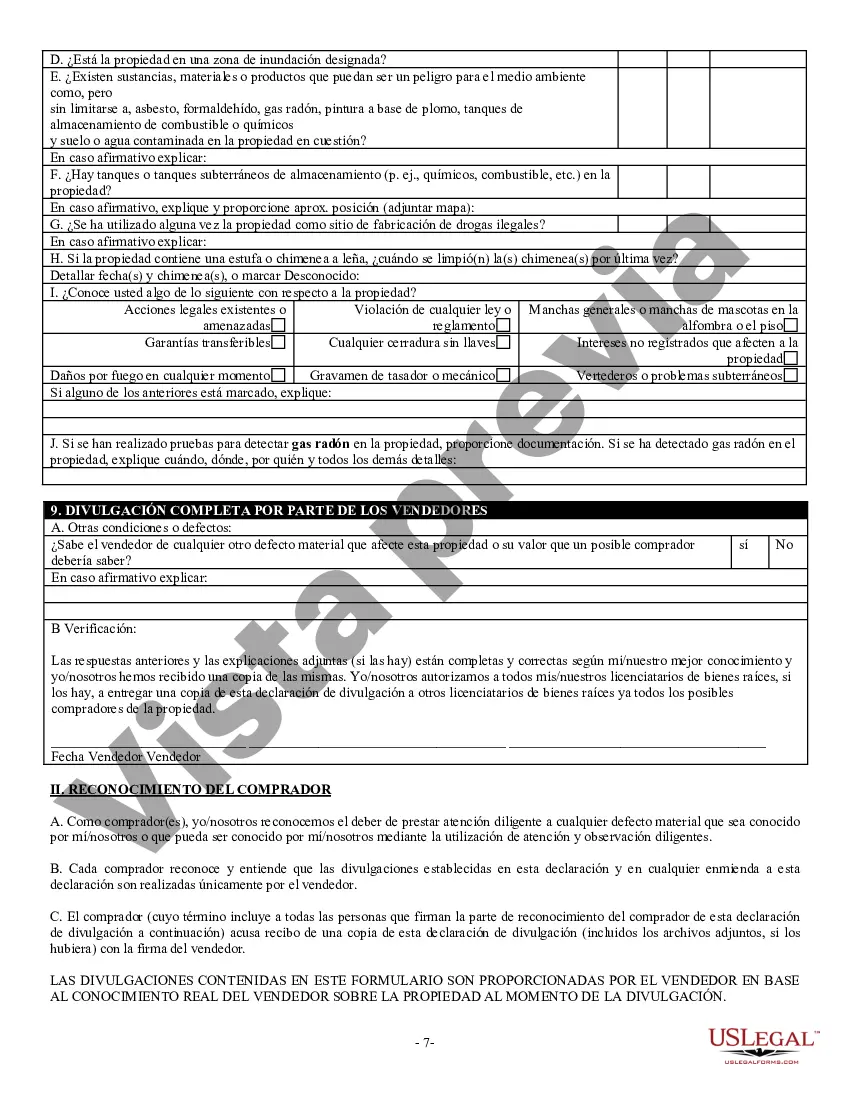 Preview Declaración de Divulgación de Ventas de Bienes Raíces Residenciales