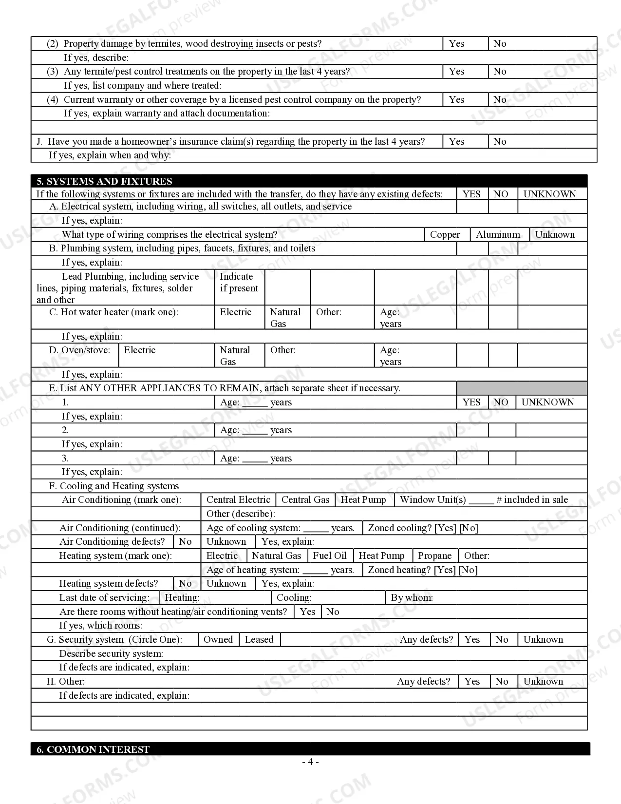 Preview Residential Real Estate Sales Disclosure Statement