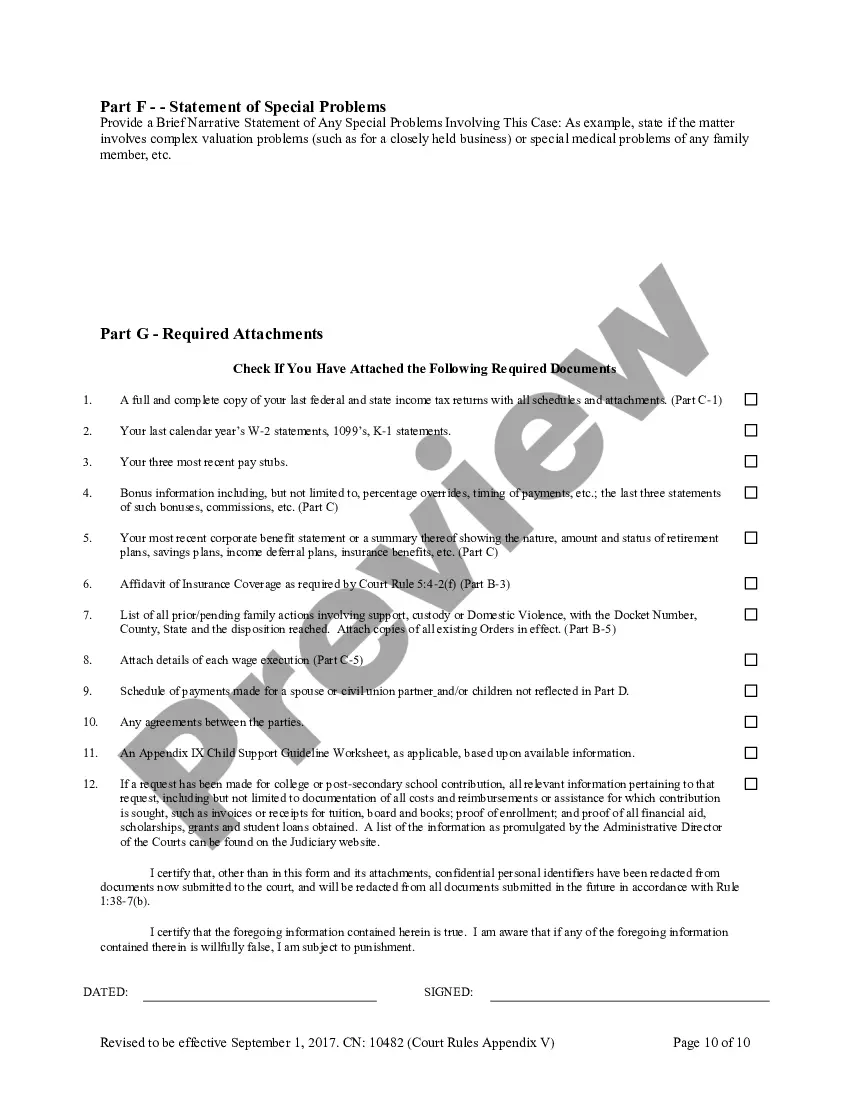 Preview Family Part Case Information Statement