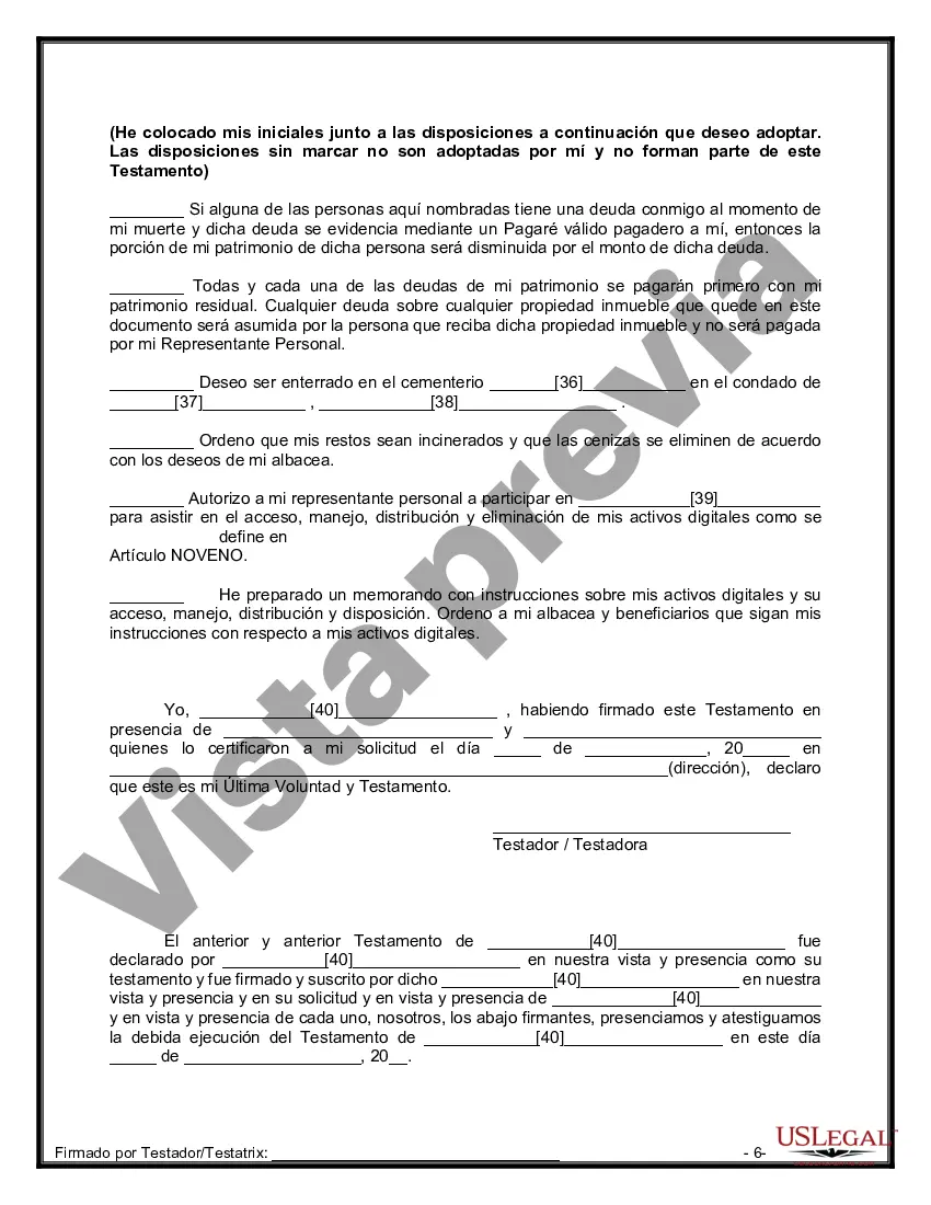 Preview Paquete de Testamentos Mutuos de Últimas Voluntades y Testamentos para Personas Solteras que conviven con Hijos Adultos