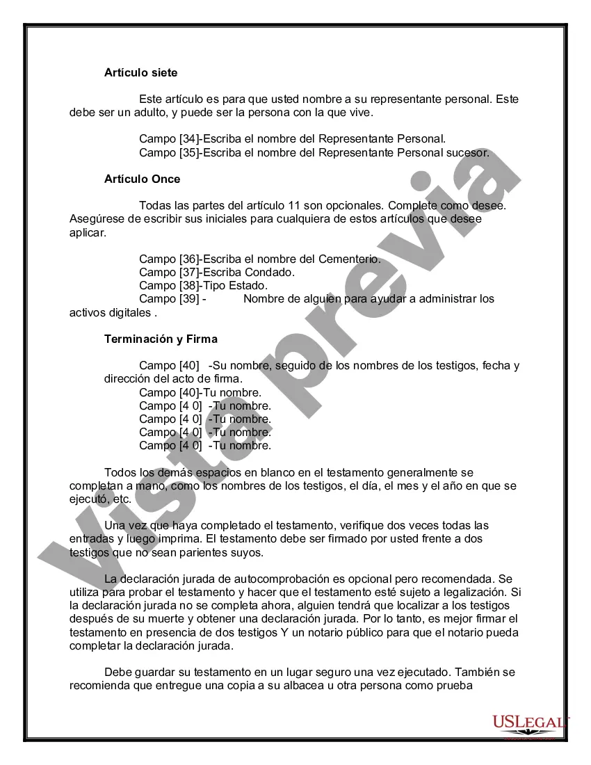 Preview Paquete de Testamentos Mutuos de Últimas Voluntades y Testamentos para Personas Solteras que conviven con Hijos Adultos