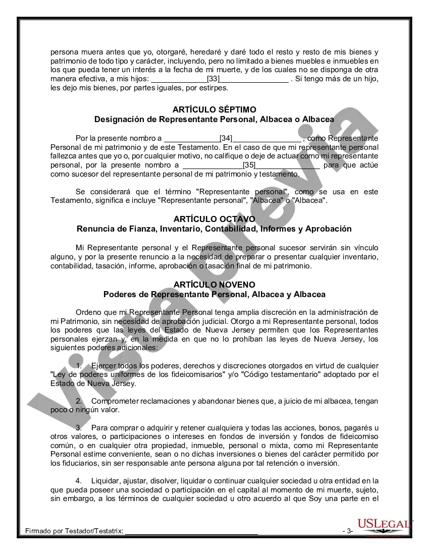 Preview Paquete de Testamentos Mutuos de Últimas Voluntades y Testamentos para Personas Solteras que conviven con Hijos Adultos