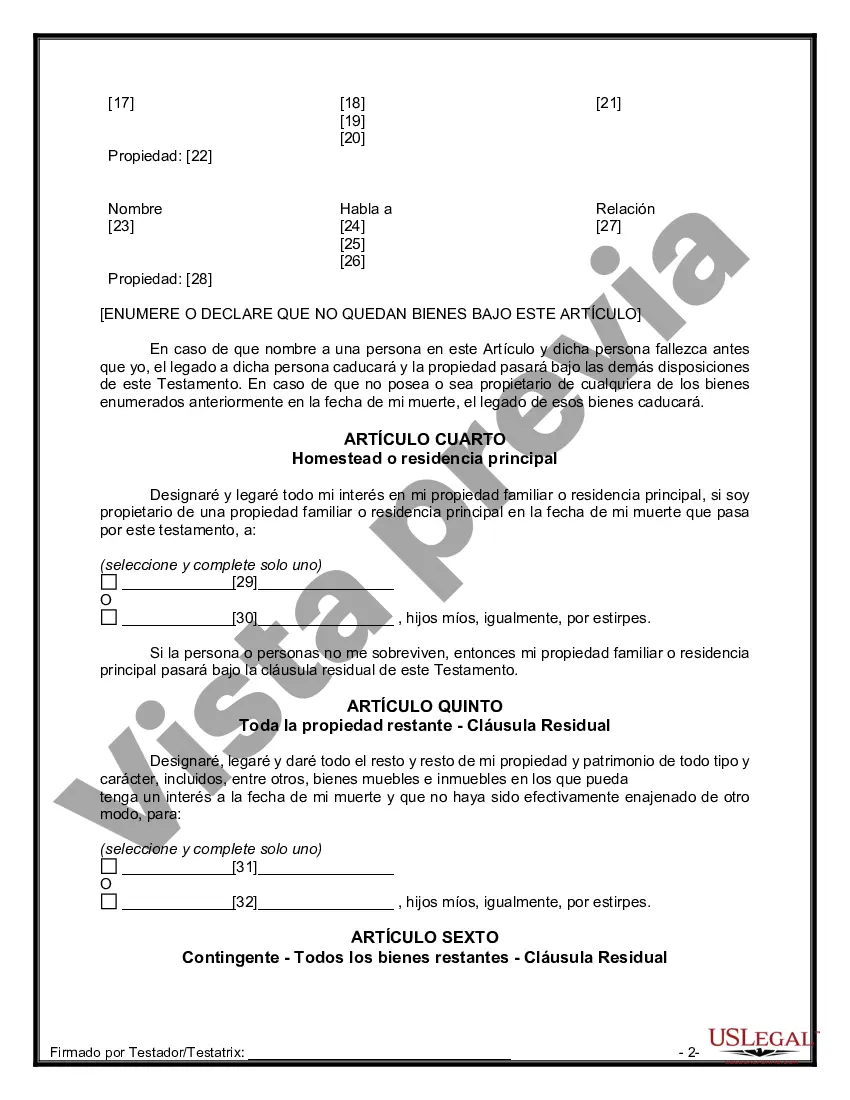 Preview Testamentos Mutuos o Últimas Voluntades y Testamentos para Personas Solteras que conviven con Hijos Menores