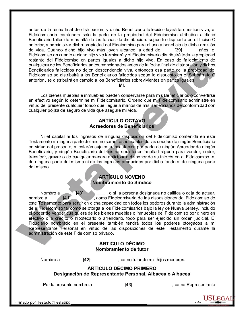 Preview Testamentos Mutuos o Últimas Voluntades y Testamentos para Personas Solteras que conviven con Hijos Menores