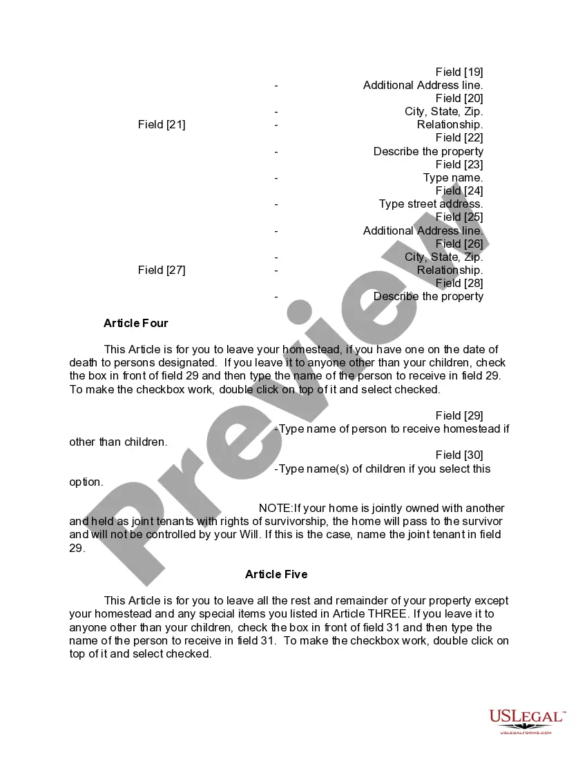 Preview Mutual Wills or Last Will and Testaments for Man and Woman living together, not Married with Minor Children