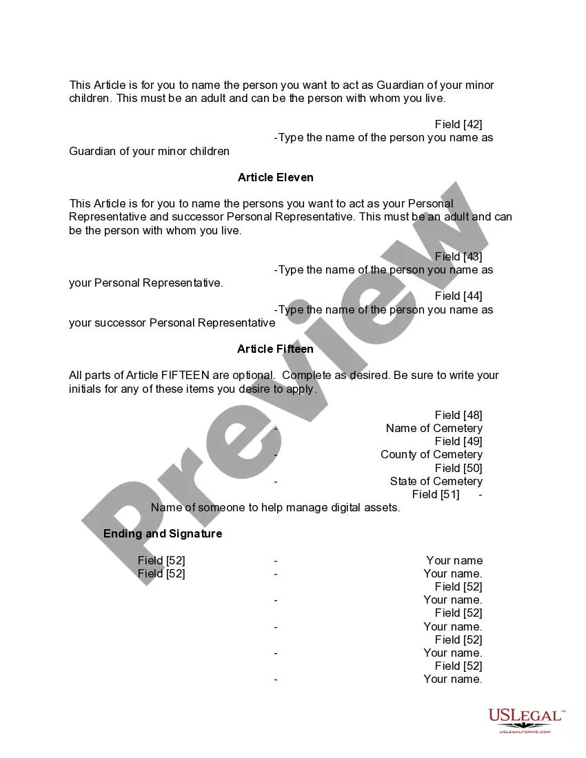 Preview Mutual Wills or Last Will and Testaments for Man and Woman living together, not Married with Minor Children