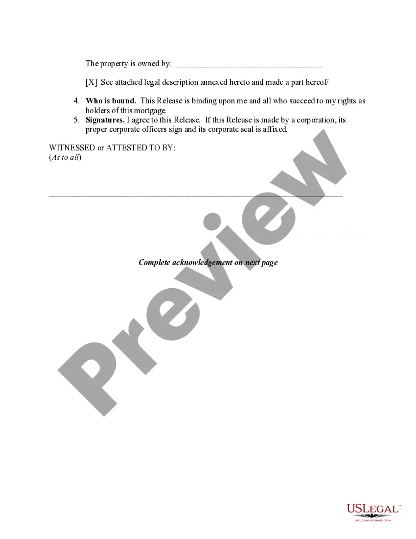 Preview Release of Part of Mortgaged Property - New Jersey