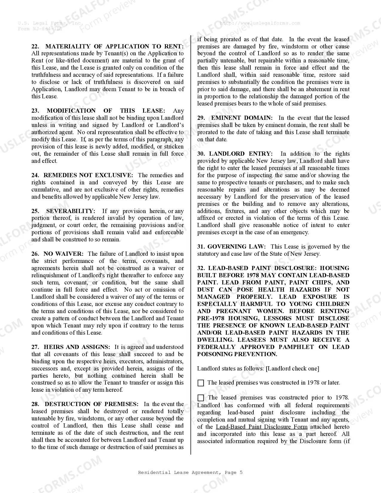 Preview Residential Lease or Rental Agreement for Month to Month