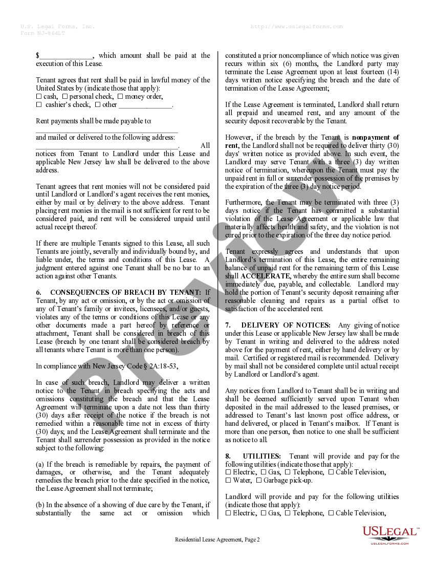 new jersey residential rental lease agreement rental lease agreement us legal forms